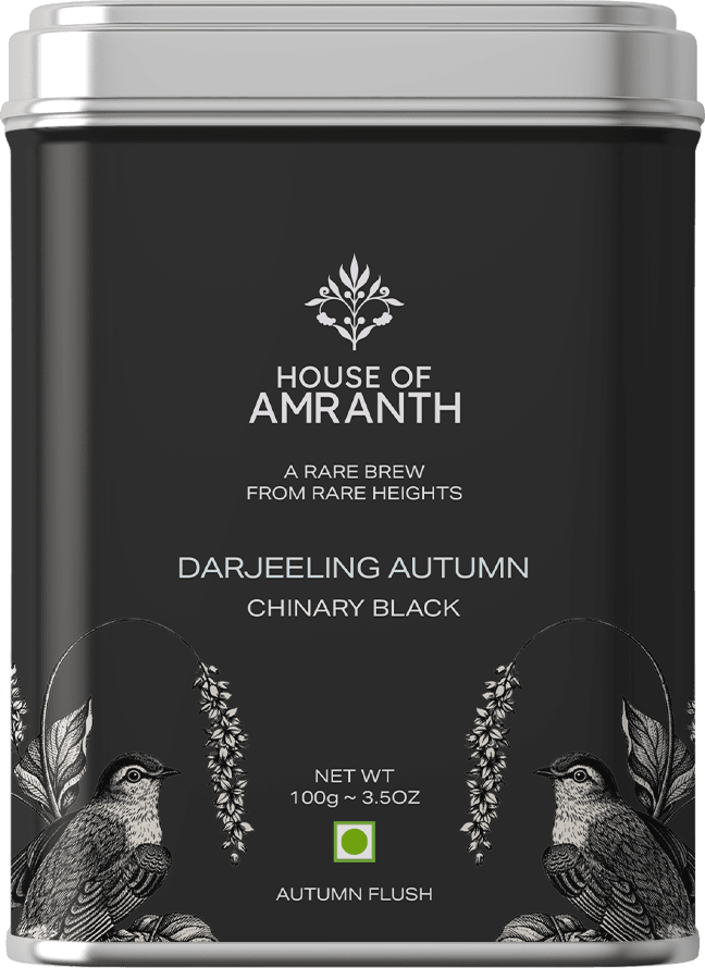 Autumn Chinary Black loose-leaf tea in a House of Amranth metal caddy